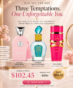 Oud Set for Her | Delilah Pour Femme, Thameen Musk So Poudree & Yara Candy